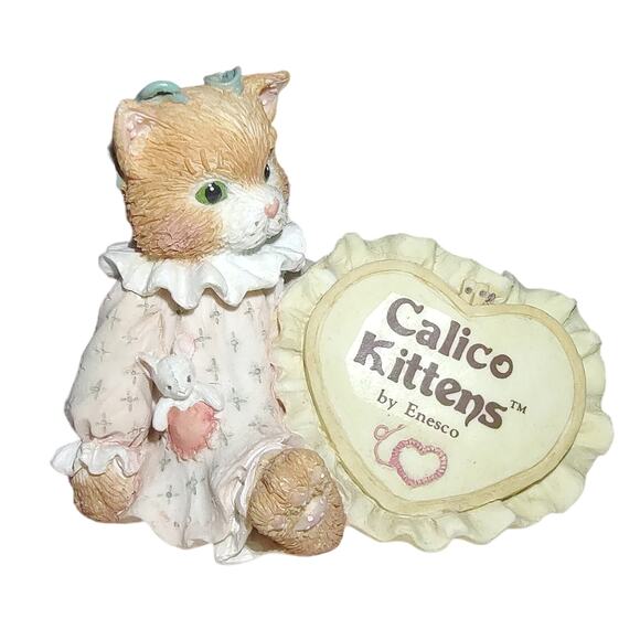Enesco Calico Kittens Love Heart Signage Plaque 1992 #699179 Ruffle Cat Figurine - Picture 9 of 10